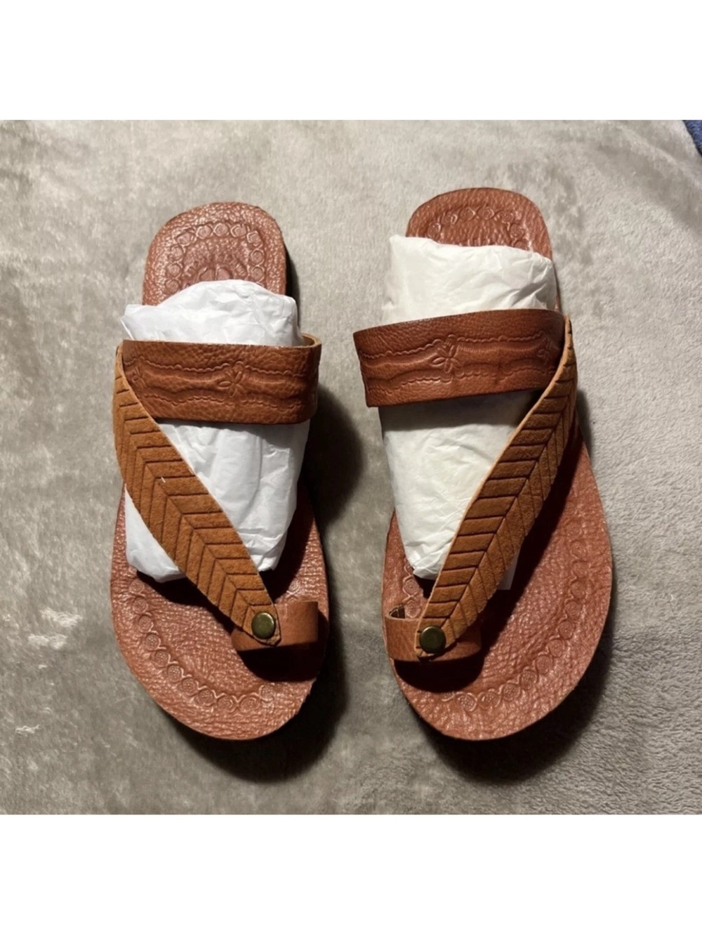 Lucky Brand orange Leather Thong Sandals